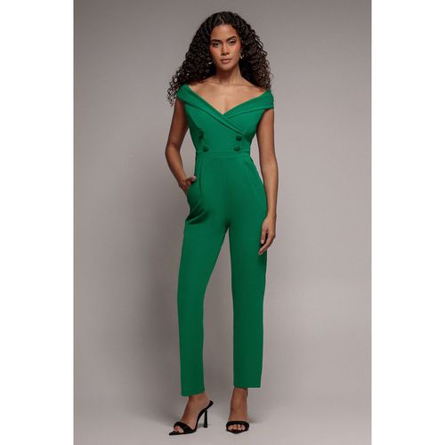 Goddiva Bardot Wrap Sweetheart Neck Romper - Vivid Emerald