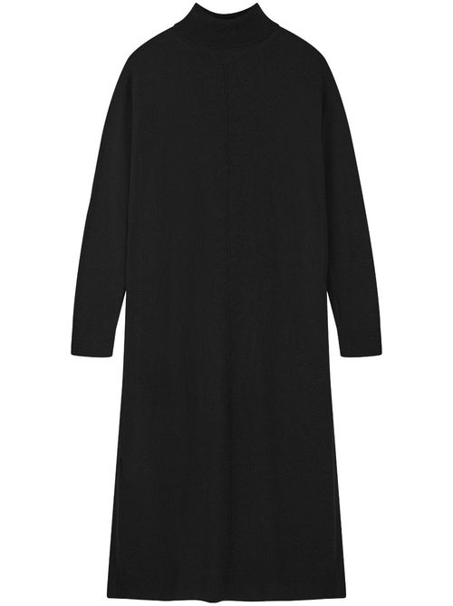 Roll-neck midi dress - Black