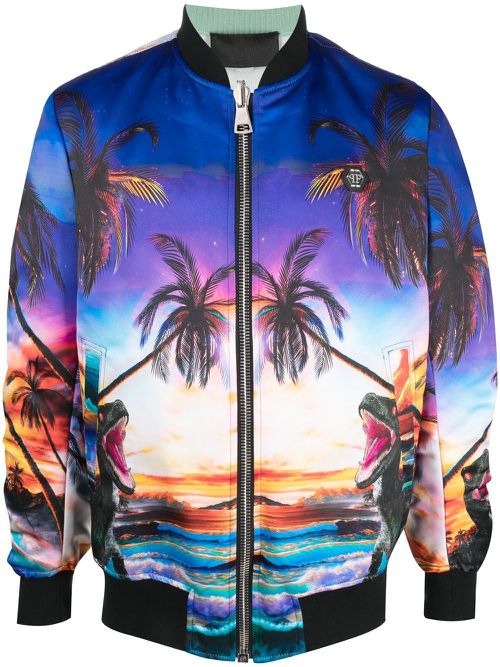 Hawaii printed bomber jacket - Blue