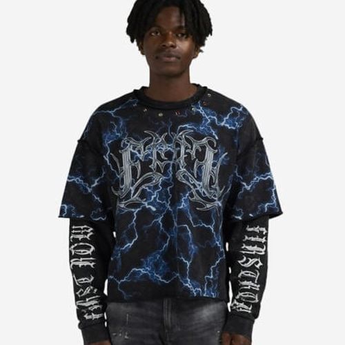 Men's Reflection Long Sleeve 2-Fer T-Shirt in Black