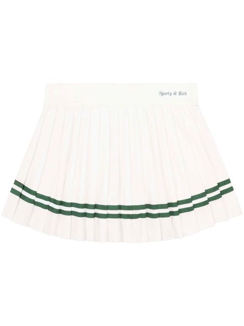 Logo-print pleated miniskirt - White