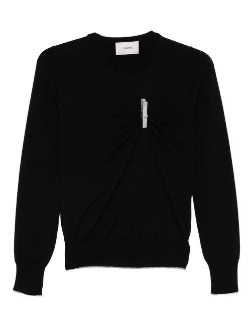 Clip-detail fine-knit jumper - Black