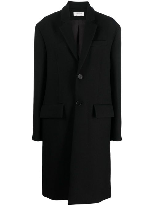 Single-breasted wool-silk blend coat - Black