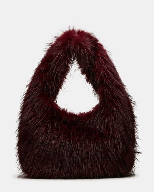 Steve Madden Women's Iconic Bag Dark Cherry - Burgundy - Faux Fur