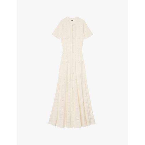 Womens Naturels Contrast-stitch Short-sleeve Stretch-knit Midi Dress