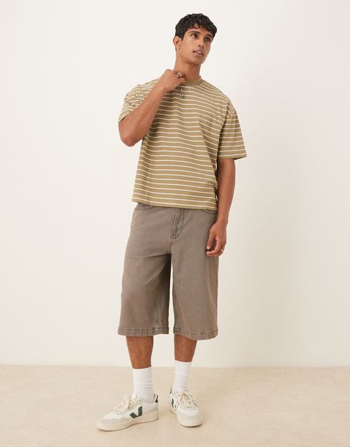 Longer length denim jorts in washed black