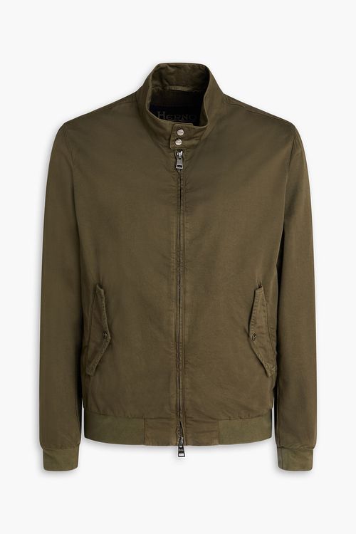 Cotton and linen-blend bomber jacket - Green - IT 46