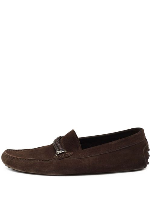 Pre-owned braided-strap moccasin loafers - Brown