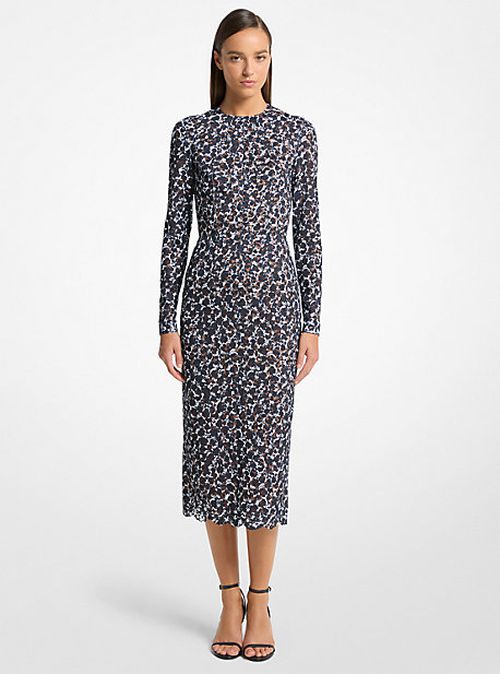 Shadow Floral Lace Sheath Dress