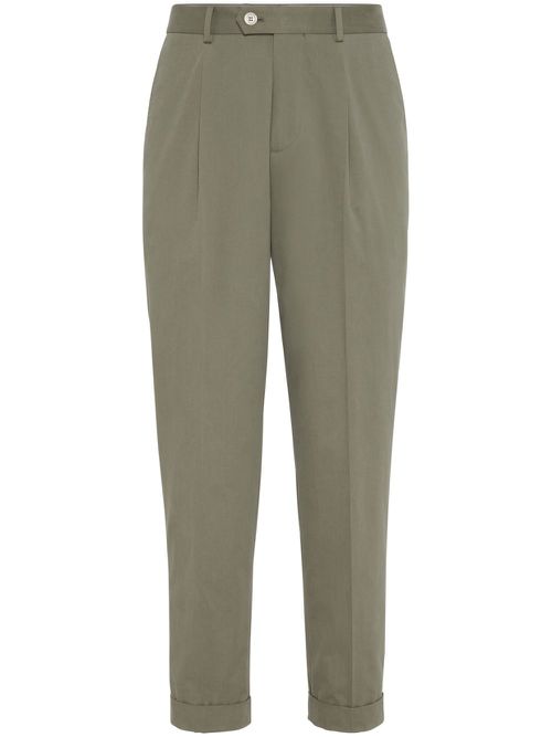 Garment-dyed gabardine trousers - Green