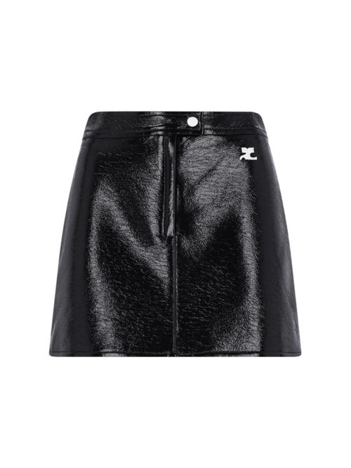 Courrèges Sculpted Denim-Effect Mini Skirt with Stretch Lining