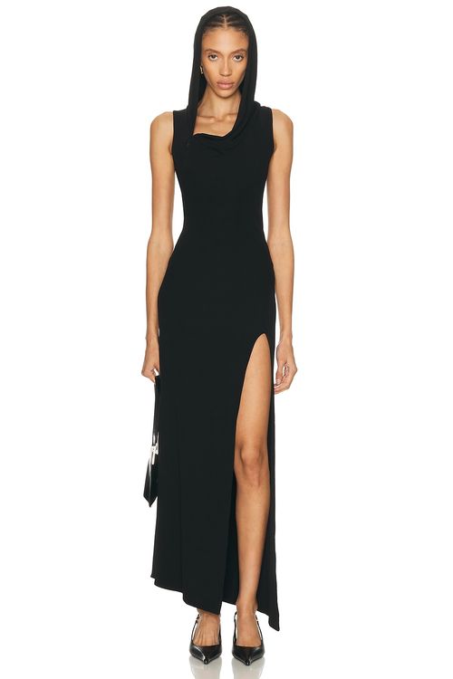 Mugler Hooded Gown in Black - Black. 38 also