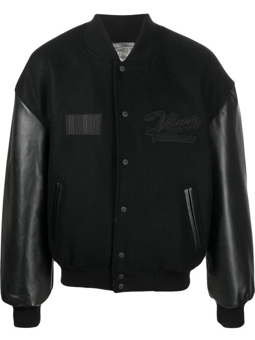 Logo-patch long-sleeve bomber jacket - Black