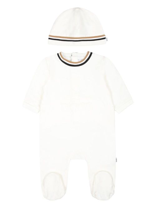 Stripe-detail babygrow set - White