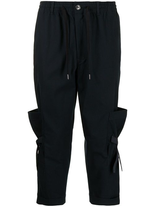 Cropped drawstring trousers - Blue