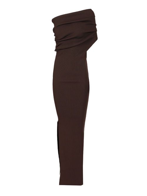 Athena Dress Compact Rib Knit Knitwear Brown