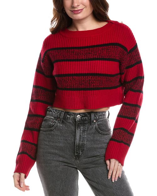 Crop Boatneck Wool Pullover