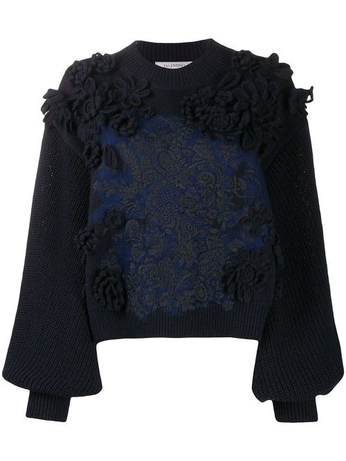 Valentino Garavani embroidered wool jumper - Blue