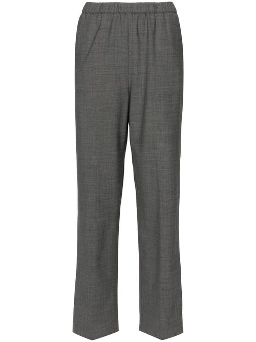 Beaded-trim straight trousers - Grey
