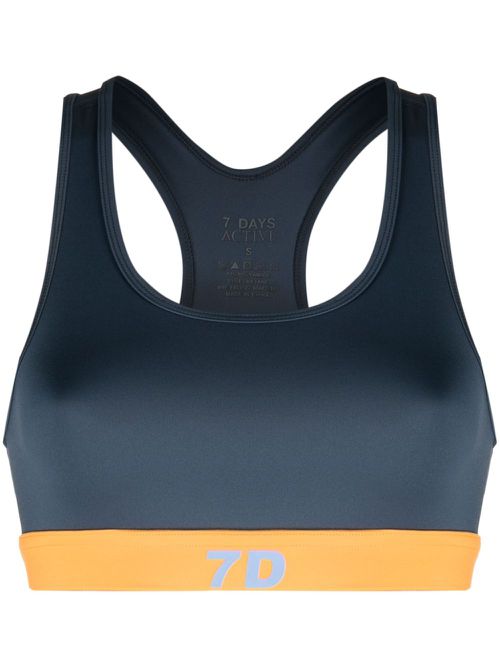 KK logo-print sports bra - Blue