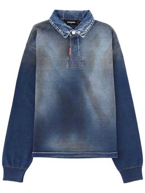 Polo Shirt With Denim Effect