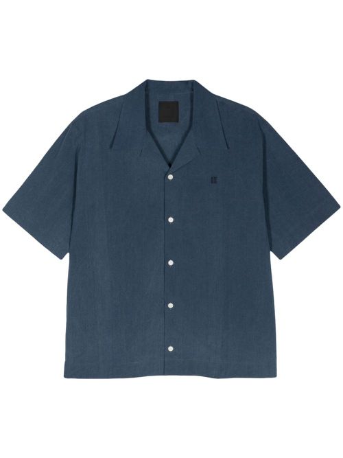 4G-embroidered chambray shirt - Blue