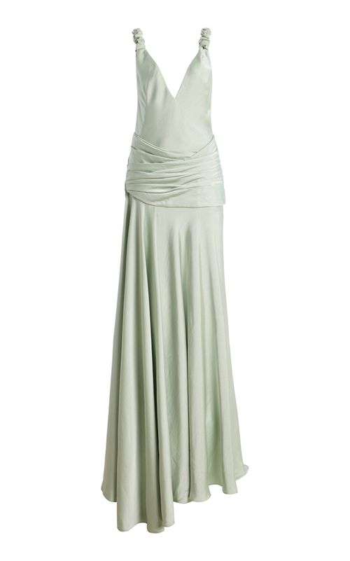 Madalena Ruffled Satin Maxi Dress - Moda Operandi