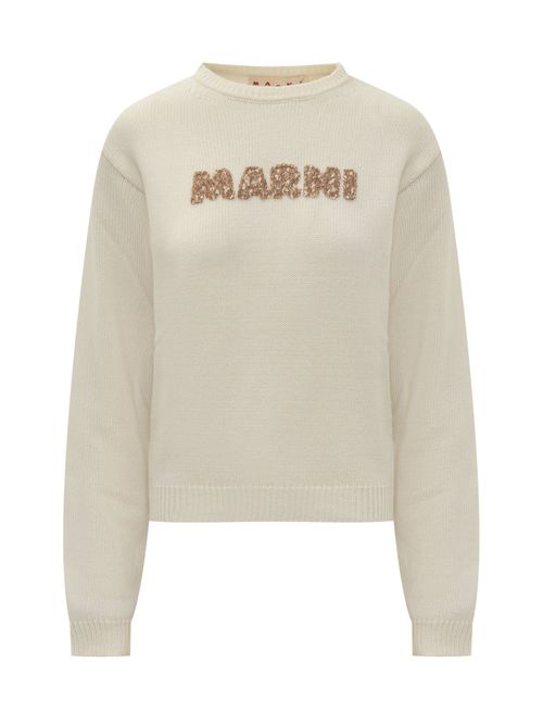 Logo Embroidered Cotton Knit Sweater