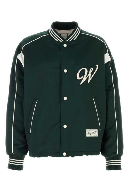 Bottle Green Satin Bomber Jacket