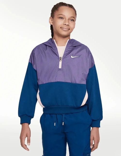 Boys Outdoor Play Hoodie Purple Fleece 1/2 Zip Long Sleeve Pullover GBO44