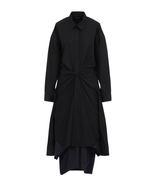 Collared Gathered Long Shirt