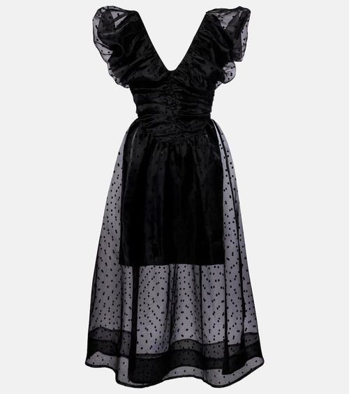 Polka-dot organza midi dress