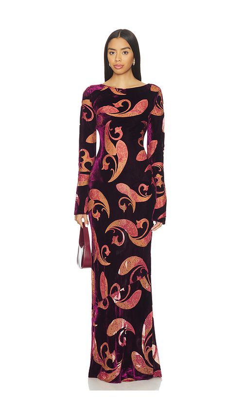 Retrofete Iona Velvet Dress in Burgundy. - XL also in L, M
