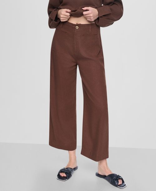 Women's High-Rise Cropped Wide-Leg Pants - Chestnut