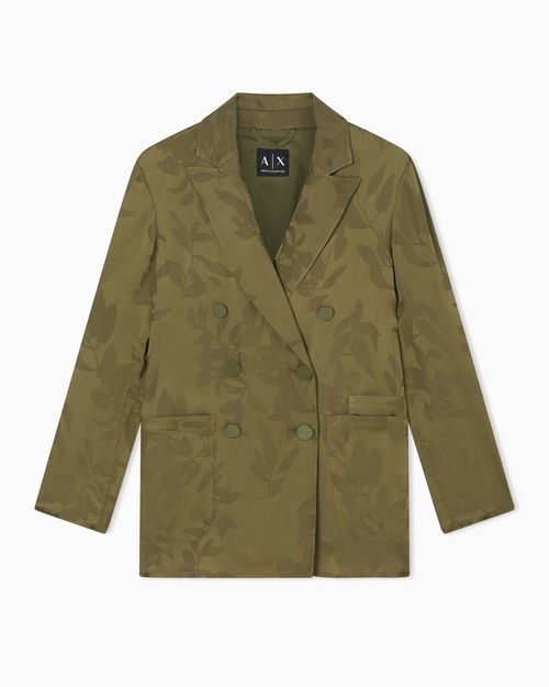 Elegant Double-Breasted Floral Jacquard Jacket