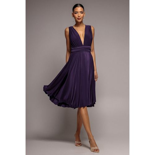 Goddiva Soft Touch Multi Way Open Back Midi Dress - Aubergine