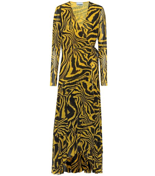 Exclusive to Mytheresa - Animal-print mesh wrap dress