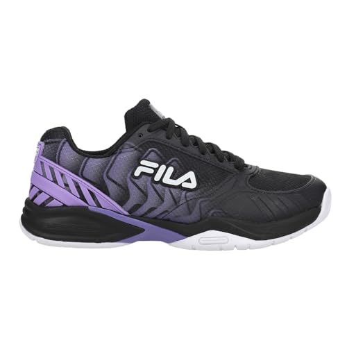 Fila Volley Zone Womens Pickleball Shoe (Black/Aster Purple/White, US Footwear