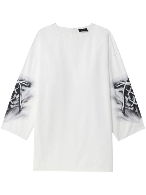 Abstract-print cotton blouse - White