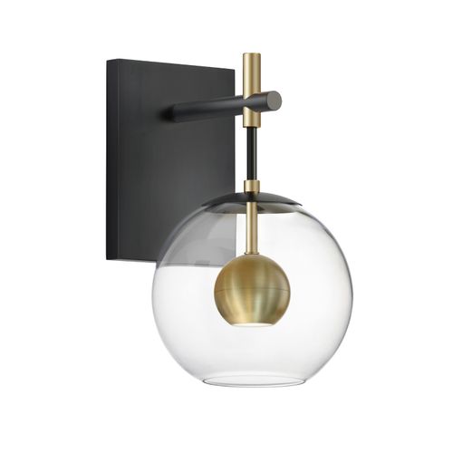 Nucleus 1-Light LED Wall Sconce in Black with Natural Aged Bra