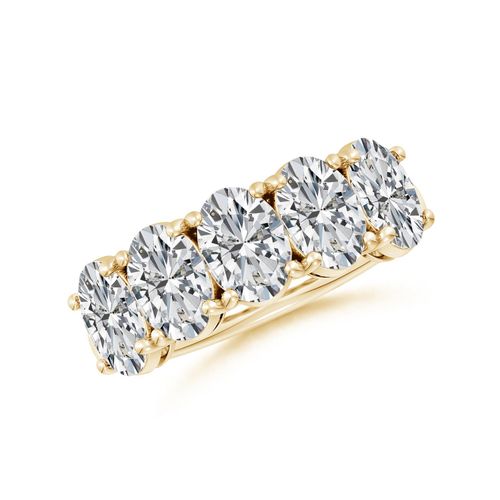 Angara 3.8 Carats Oval Diamond Five Stone Classic Anniversary Ring in 18K Yellow Gold