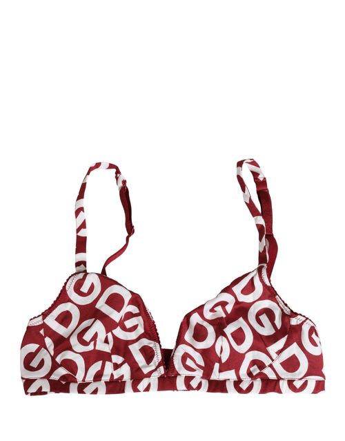Logo Monogram Cotton Soft Cup Bra — Red