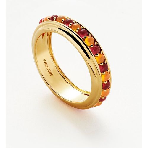 Hot Rox Gemstone Stacking Ring | Gold Plated/Pink Quartz & Peach Chalcedony