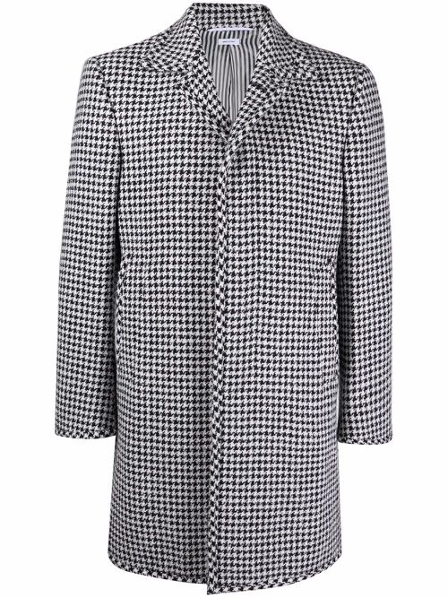 Houndstooth-pattern single-breasted coat - Black