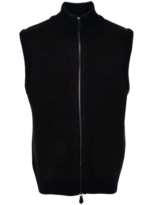 Zip-up wool vest - Blue