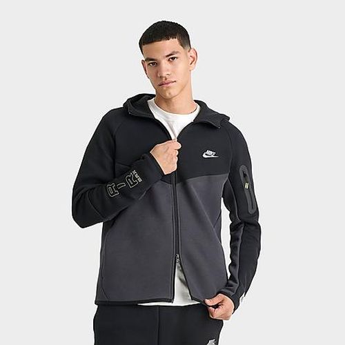 Men's Tech Fleece Air Max Full-Zip Windrunner Jacket in Black/Dark Smoke Grey/Neon Yellow
