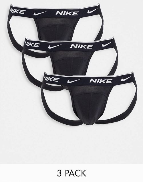 3-Pack Cotton Stretch jockstraps in black