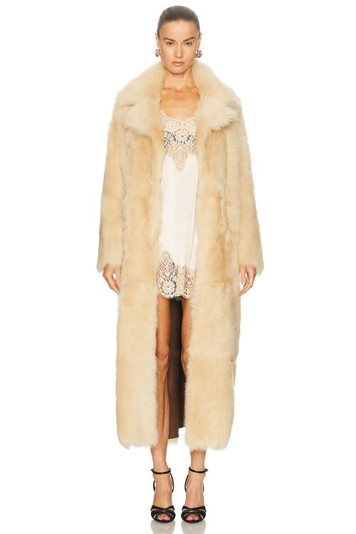 NOUR HAMMOUR Evita Long Coat in Butter - Ivory. XL also in