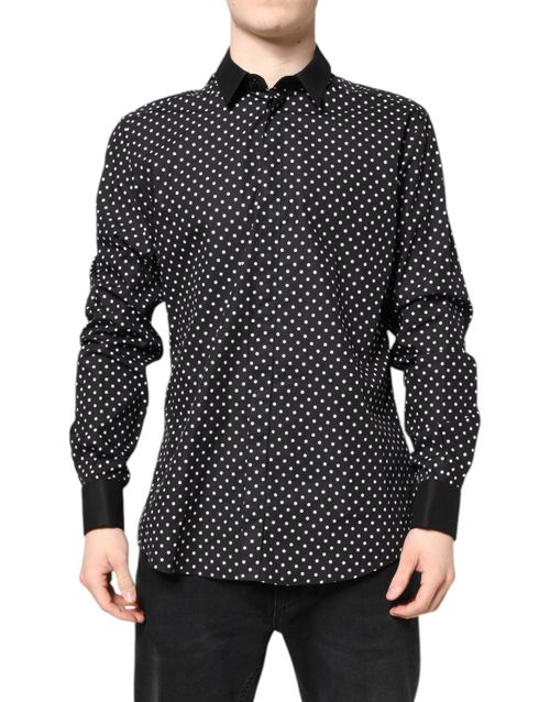Polka Dot Cotton Shirt — Black