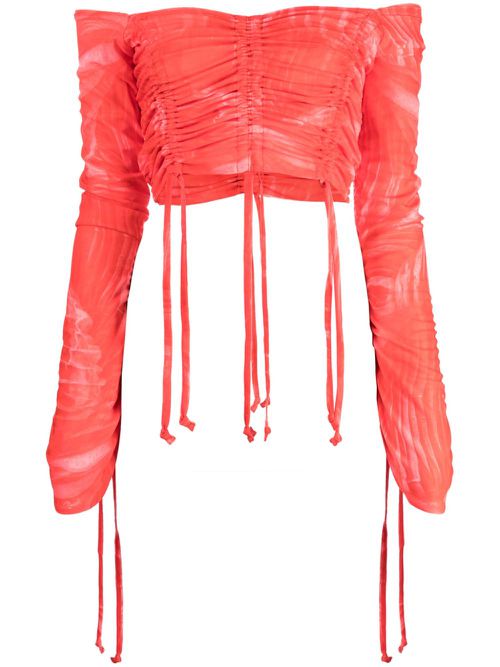 Plissé cropped top - Red